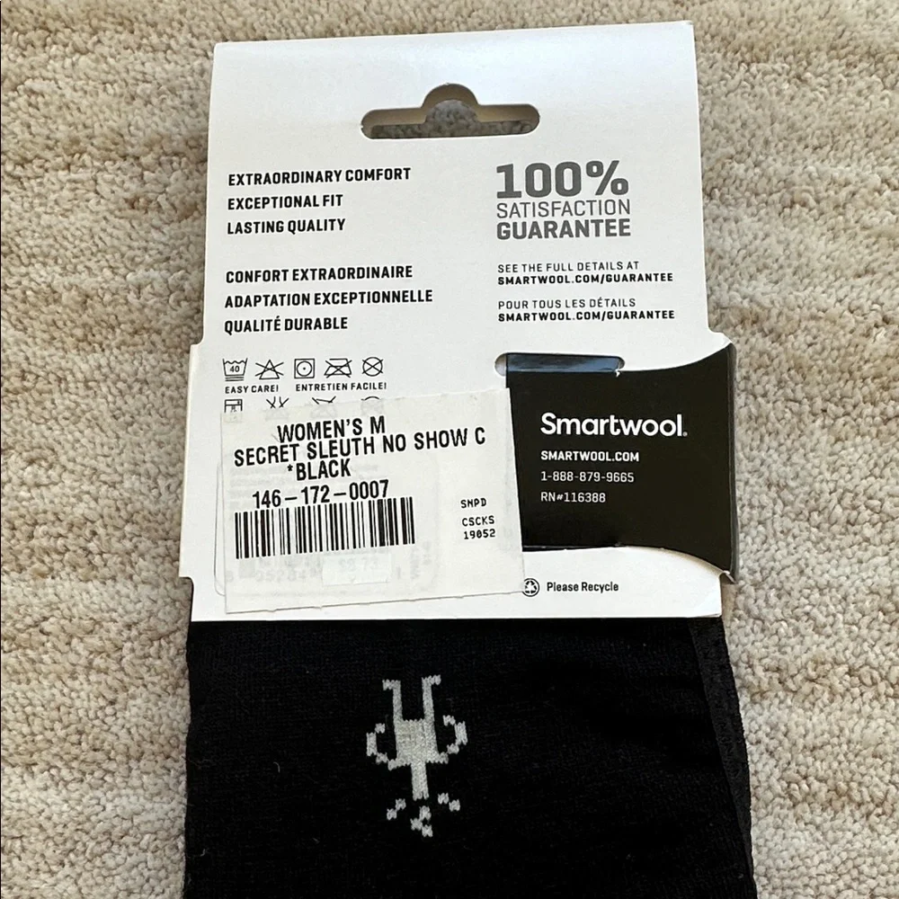 2 Pairs of NWT Smartwool Everyday No Show Socks Black Merino Wool Blend Medium
